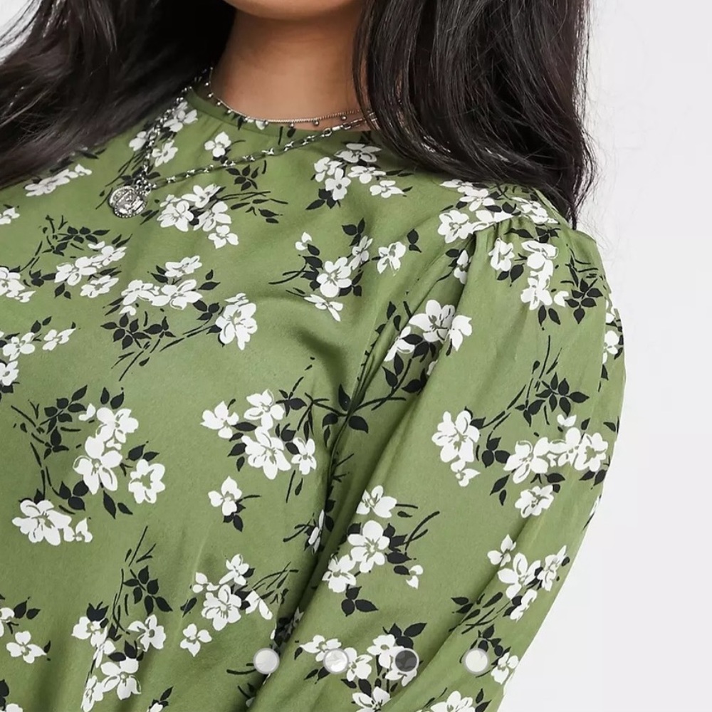 new look curves olive floral dress size 22 - Picture 10 of 11